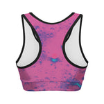 Pink And Blue Acid Melt Print Women's Sports Bra