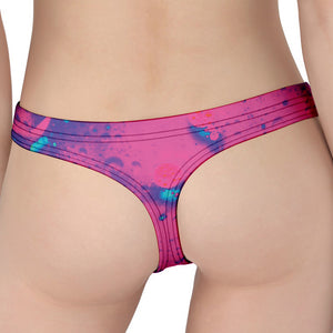 Pink And Blue Acid Melt Print Women's Thong