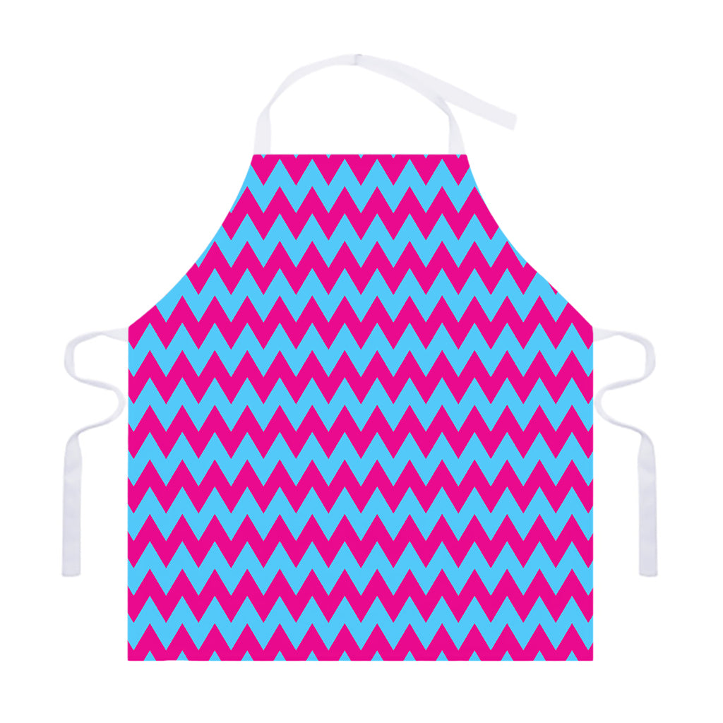 Pink And Blue Chevron Pattern Print Adjustable Apron