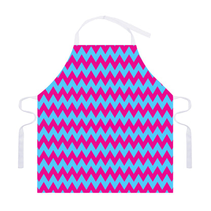 Pink And Blue Chevron Pattern Print Adjustable Apron