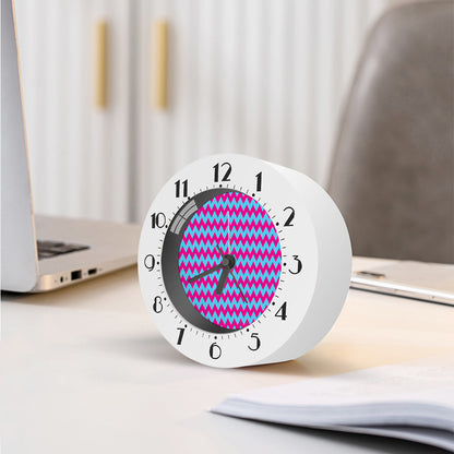 Pink And Blue Chevron Pattern Print Alarm Clock