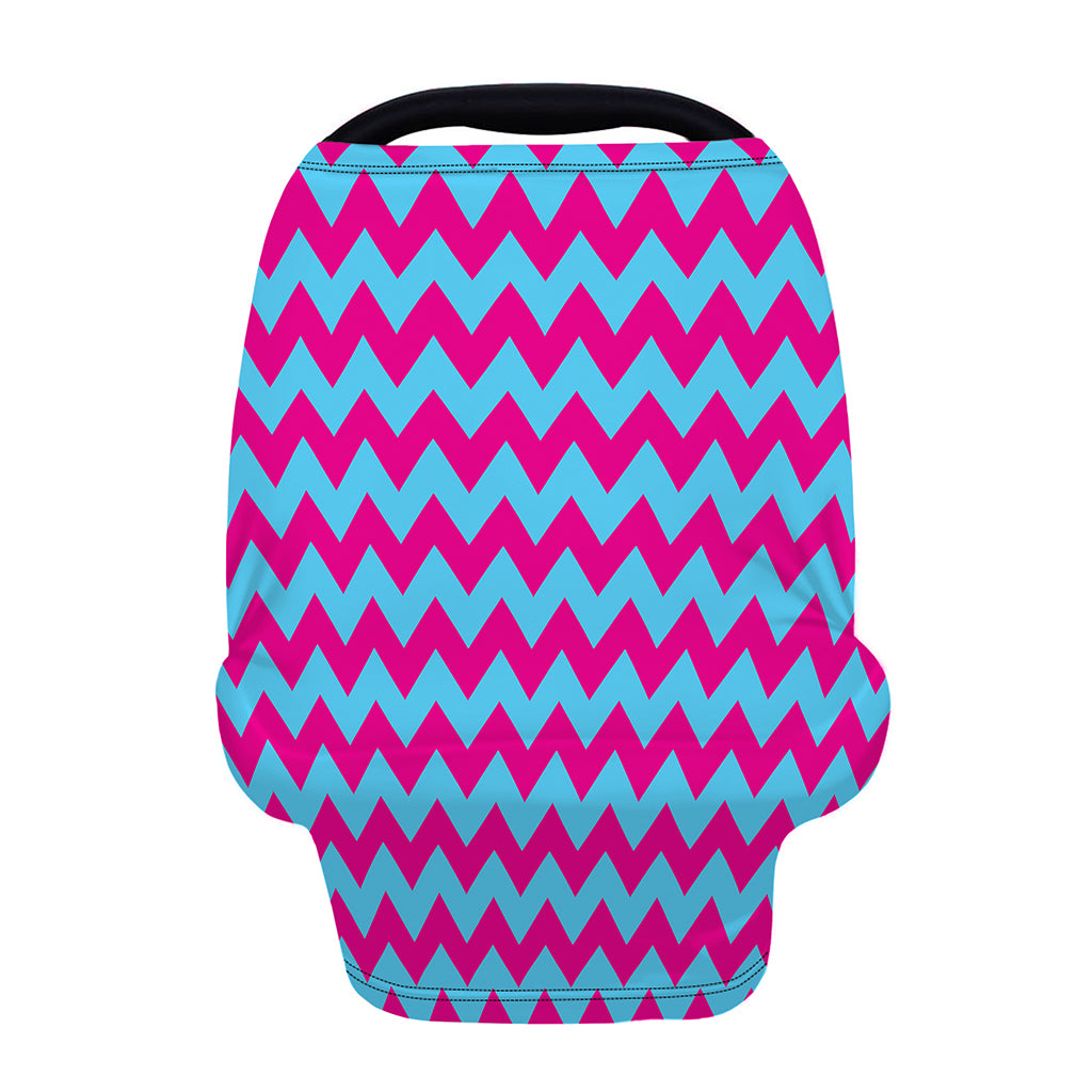 Pink And Blue Chevron Pattern Print Baby Seat Cover