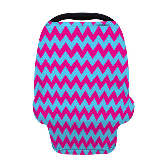 Pink And Blue Chevron Pattern Print Baby Seat Cover