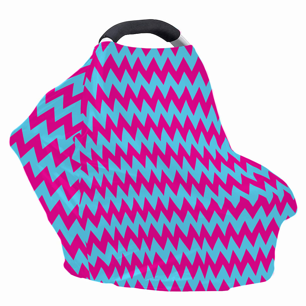 Pink And Blue Chevron Pattern Print Baby Seat Cover