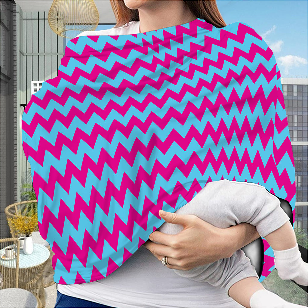 Pink And Blue Chevron Pattern Print Baby Seat Cover