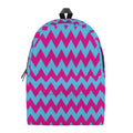 Pink And Blue Chevron Pattern Print School Backpack