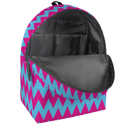 Pink And Blue Chevron Pattern Print Backpack