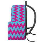 Pink And Blue Chevron Pattern Print Backpack