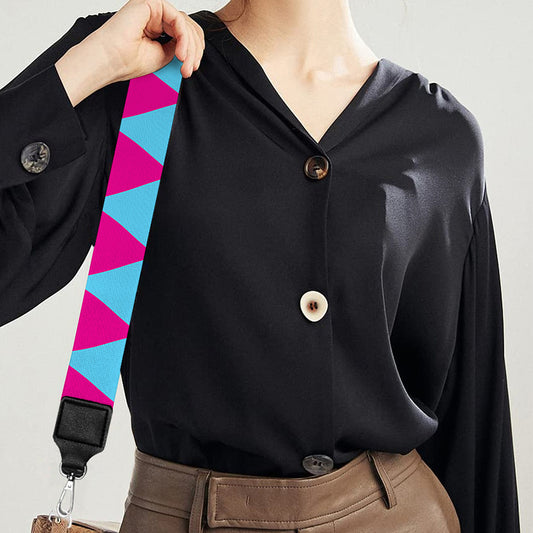 Pink And Blue Chevron Pattern Print Bag Strap