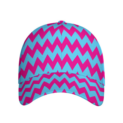 Pink And Blue Chevron Pattern Print Baseball Cap
