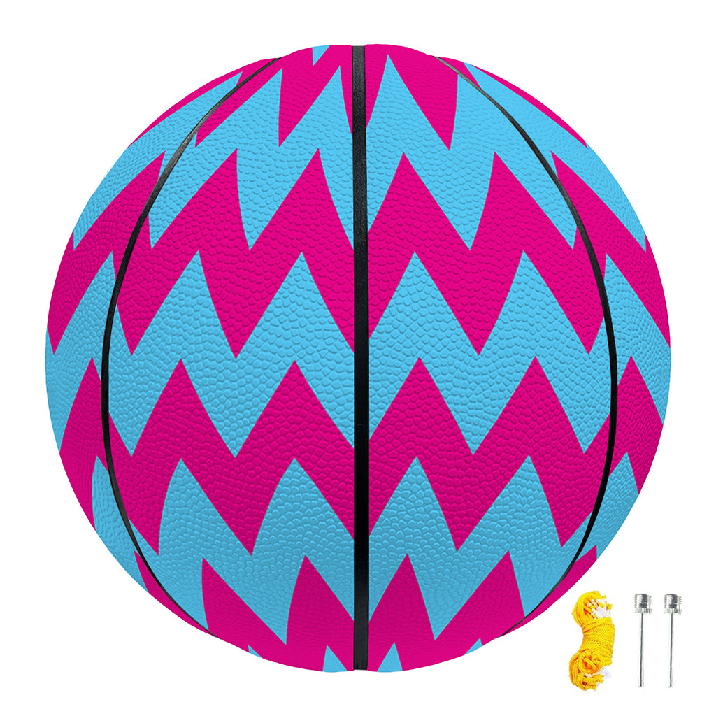Pink And Blue Chevron Pattern Print Basketball