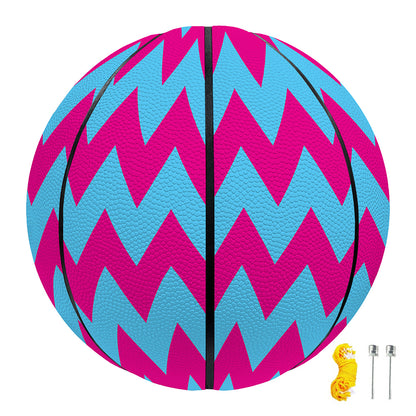 Pink And Blue Chevron Pattern Print Basketball