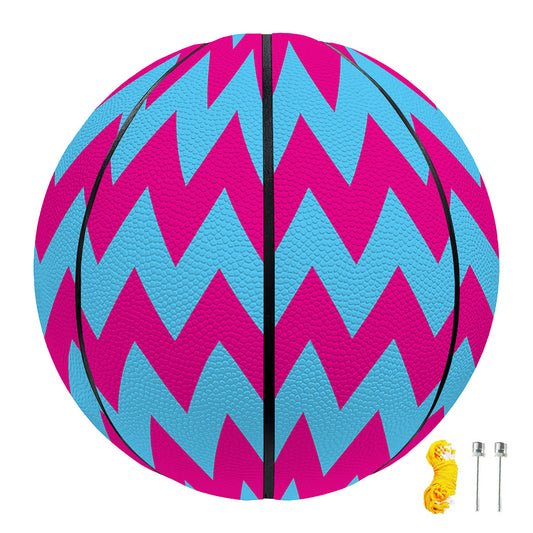 Pink And Blue Chevron Pattern Print Basketball