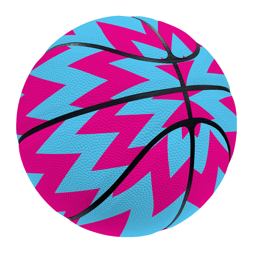 Pink And Blue Chevron Pattern Print Basketball