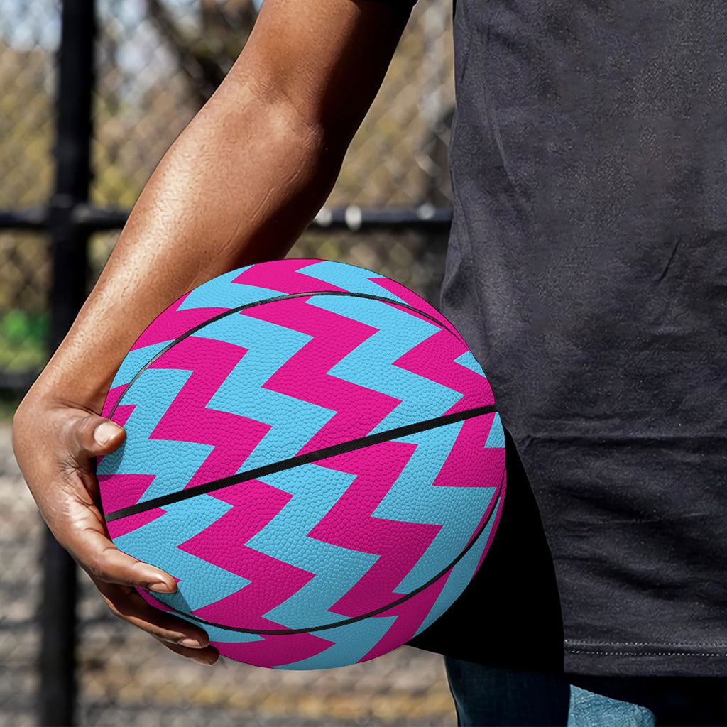 Pink And Blue Chevron Pattern Print Basketball