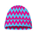 Pink And Blue Chevron Pattern Print Beanie