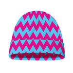 Pink And Blue Chevron Pattern Print Beanie