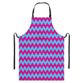 Pink And Blue Chevron Pattern Print Bib Apron With Pocket