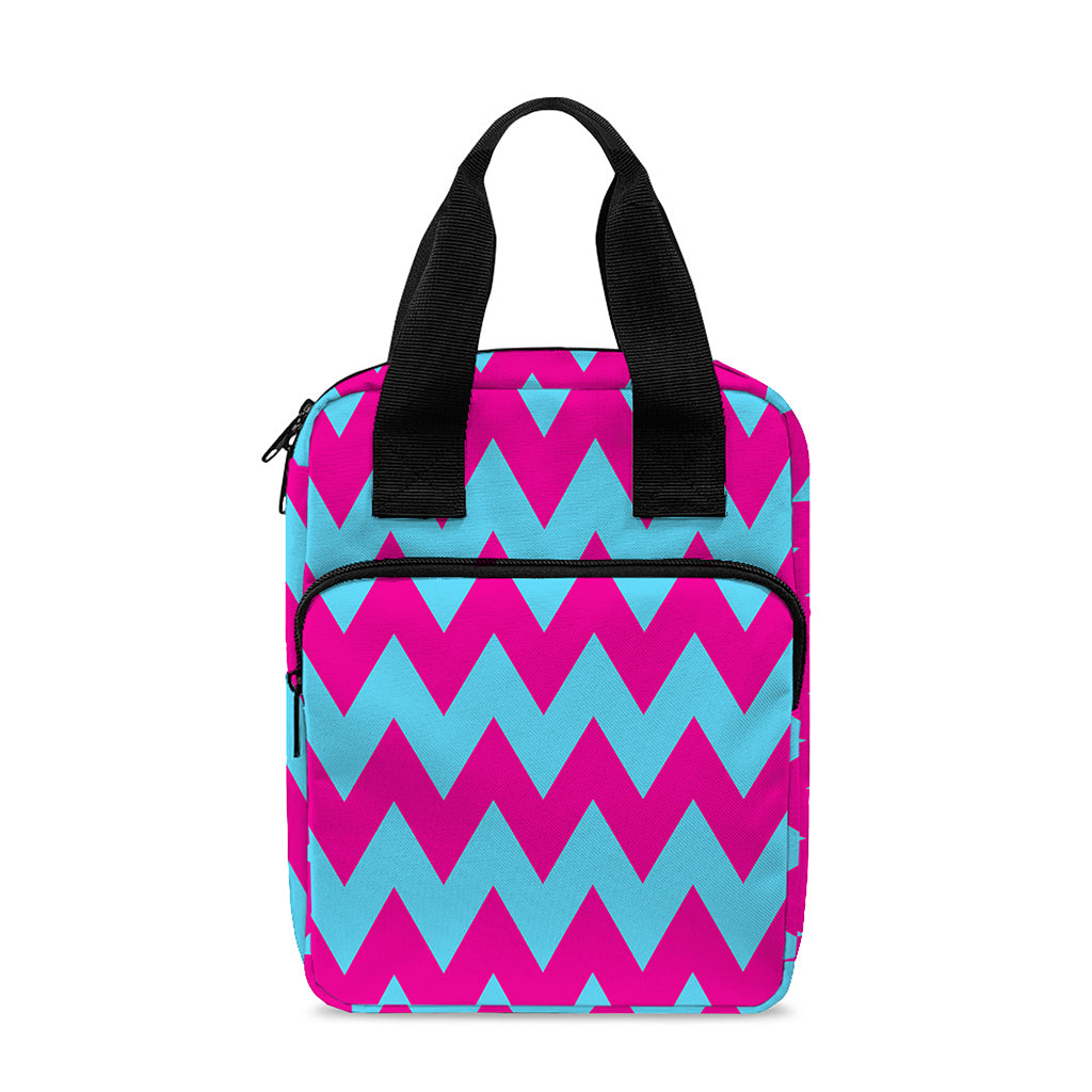 Pink And Blue Chevron Pattern Print Bible Tote Bag