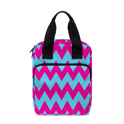 Pink And Blue Chevron Pattern Print Bible Tote Bag