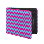 Pink And Blue Chevron Pattern Print Bifold Wallet
