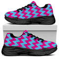 Pink And Blue Chevron Pattern Print Black Chunky Shoes