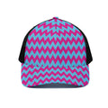 Pink And Blue Chevron Pattern Print Black Mesh Trucker Hat