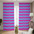 Pink And Blue Chevron Pattern Print Dimout Pencil Pleat Curtains