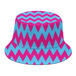 Pink And Blue Chevron Pattern Print Bucket Hat
