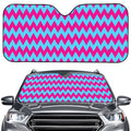Pink And Blue Chevron Pattern Print Car Windshield Sun Shade