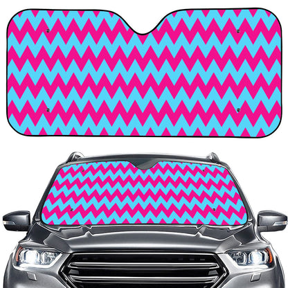 Pink And Blue Chevron Pattern Print Car Windshield Sun Shade