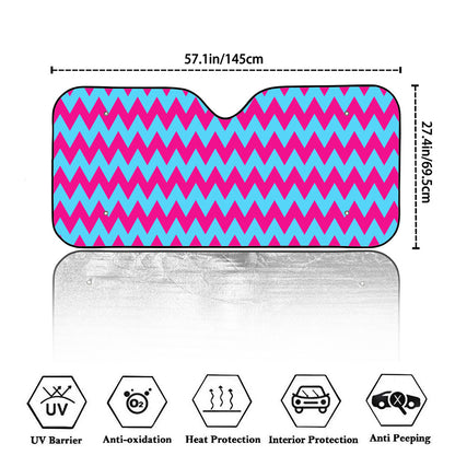 Pink And Blue Chevron Pattern Print Car Windshield Sun Shade