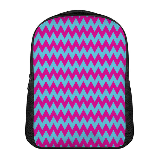 Pink And Blue Chevron Pattern Print Casual Backpack
