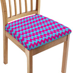 Pink And Blue Chevron Pattern Print Chair Cushion Cover