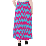 Pink And Blue Chevron Pattern Print Chiffon Maxi Skirt