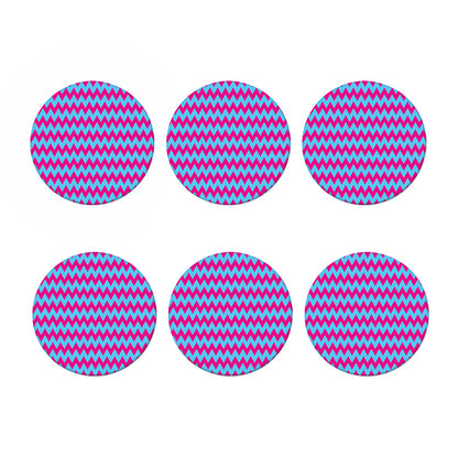 Pink And Blue Chevron Pattern Print Coaster Set