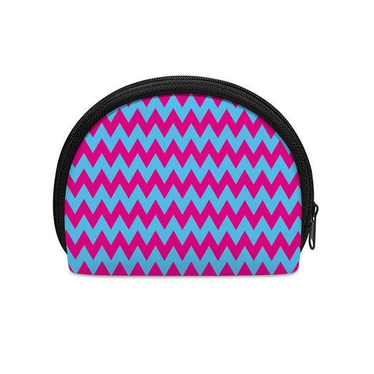 Pink And Blue Chevron Pattern Print Coin Purse