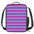 Pink And Blue Chevron Pattern Print Crossbody Lunch Bag