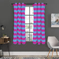 Pink And Blue Chevron Pattern Print Grommet Curtain Panels