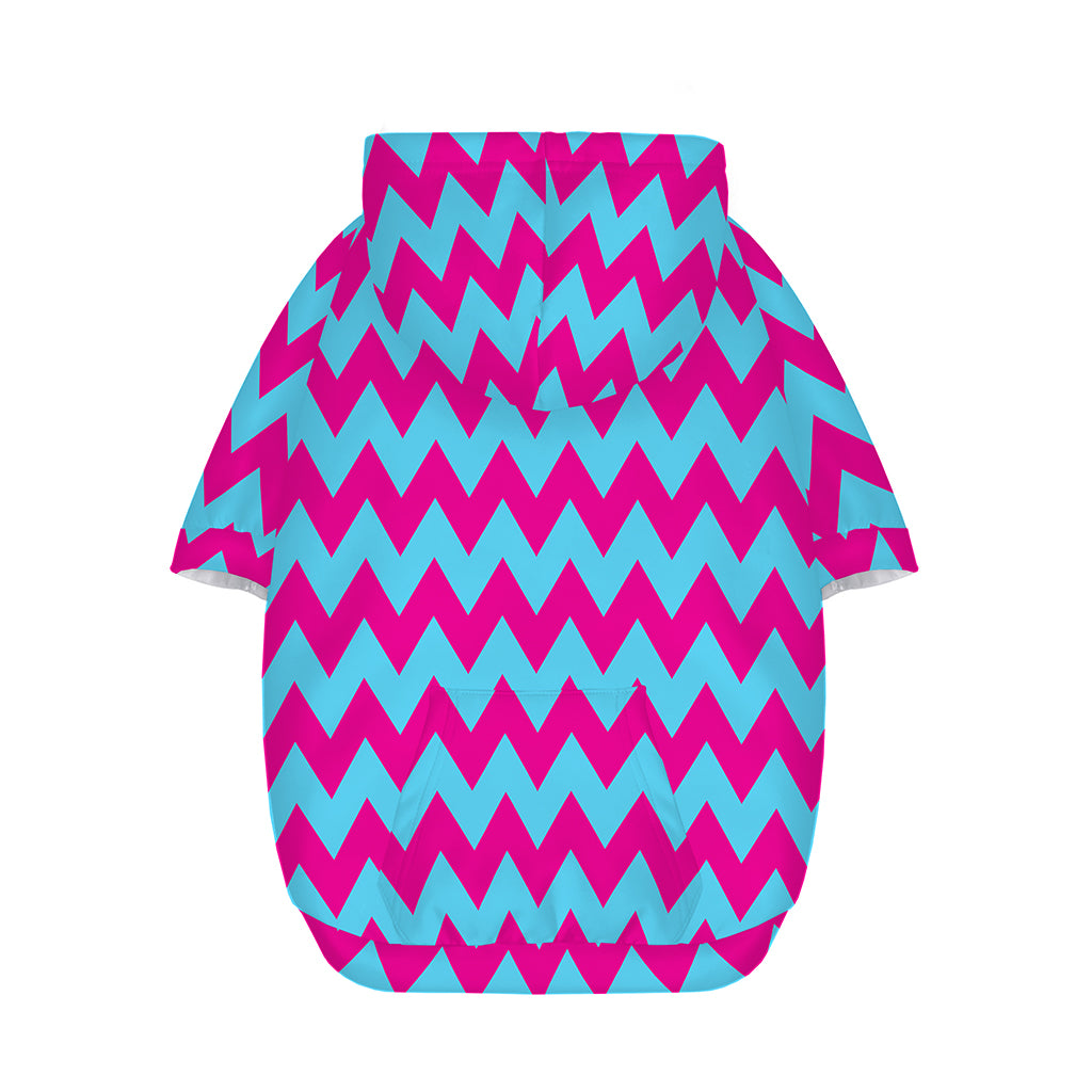 Pink And Blue Chevron Pattern Print Dog Zip Up Hoodie