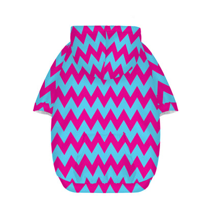 Pink And Blue Chevron Pattern Print Dog Zip Up Hoodie