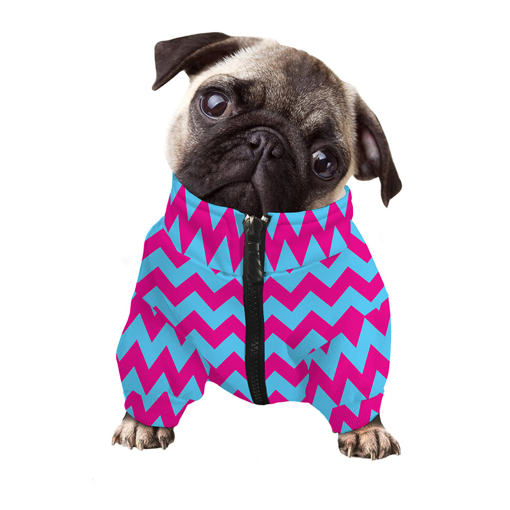 Pink And Blue Chevron Pattern Print Dog Zip Up Jacket