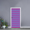Pink And Blue Chevron Pattern Print Door Sticker