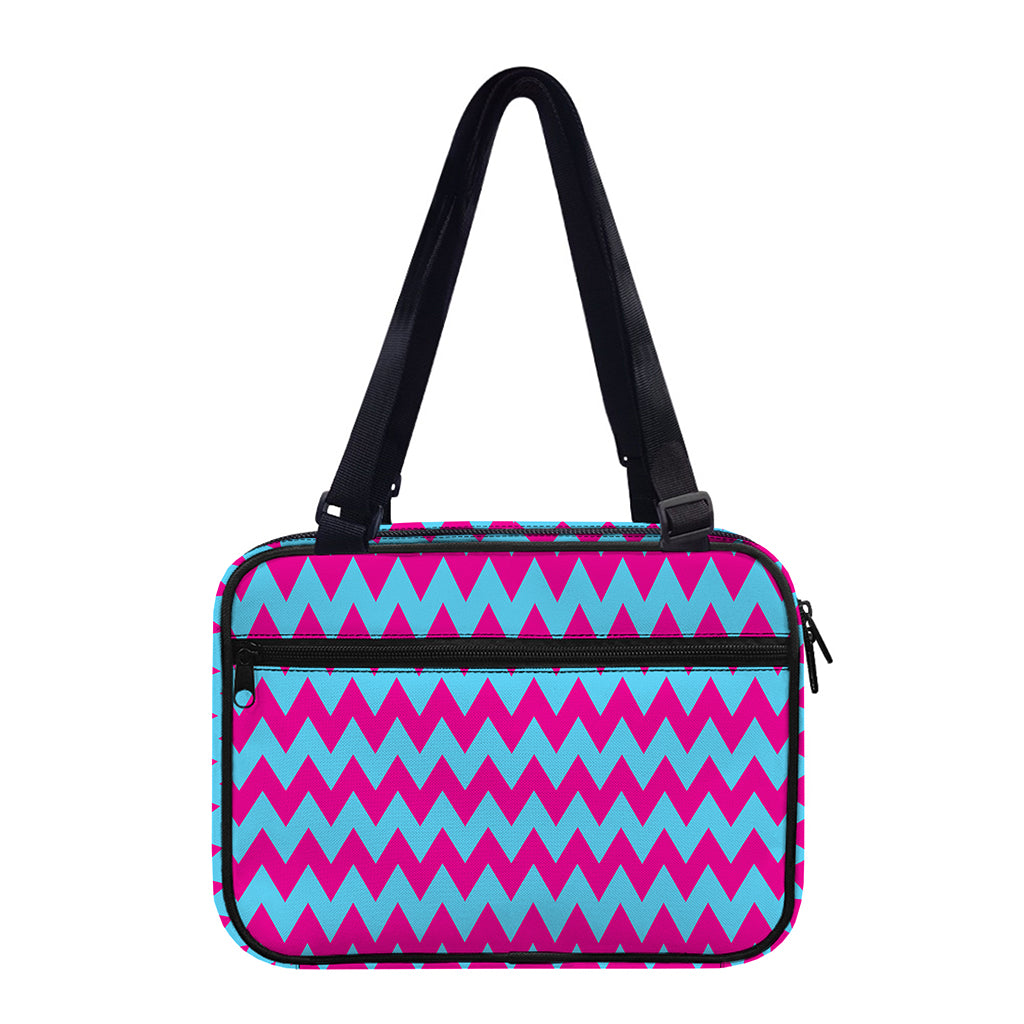 Pink And Blue Chevron Pattern Print Double Strap Bible Bag