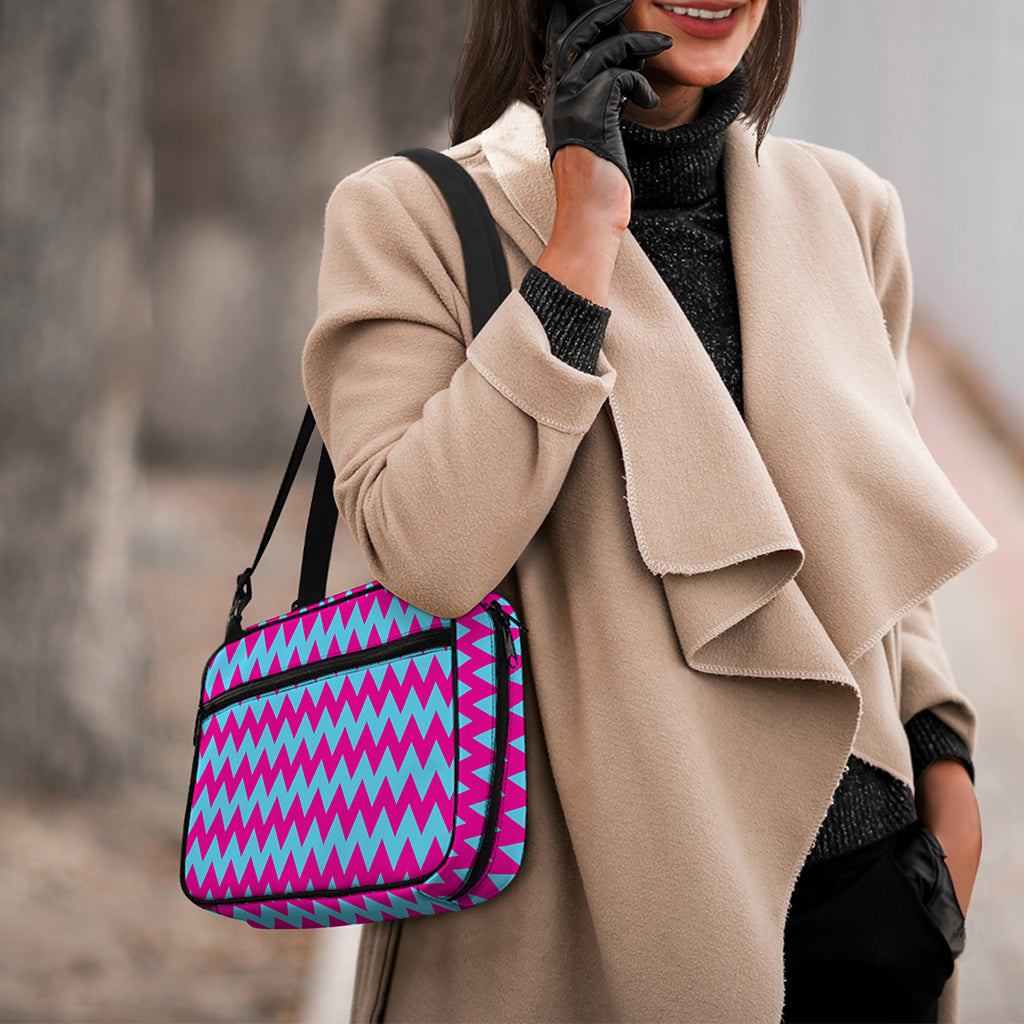 Pink And Blue Chevron Pattern Print Double Strap Bible Bag