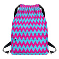 Pink And Blue Chevron Pattern Print Drawstring Backpack