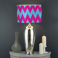 Pink And Blue Chevron Pattern Print Drum Lamp Shade