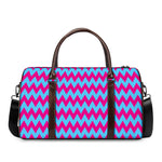 Pink And Blue Chevron Pattern Print Duffle Bag
