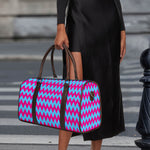 Pink And Blue Chevron Pattern Print Duffle Bag