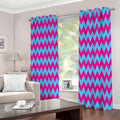 Pink And Blue Chevron Pattern Print Extra Wide Grommet Curtains